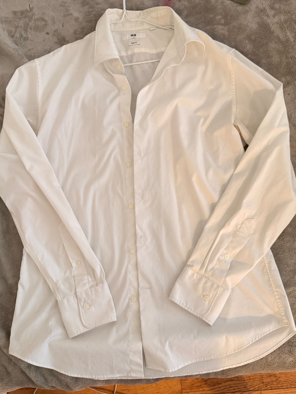 Uniqlo White Men's Dress Shirt - Long Sleeve Button-Down